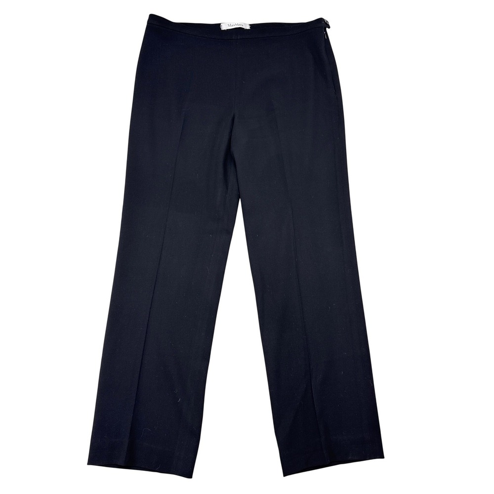 Max Mara Pants Womens Size 32 x 28 Black Stretch Career Straight Leg Office